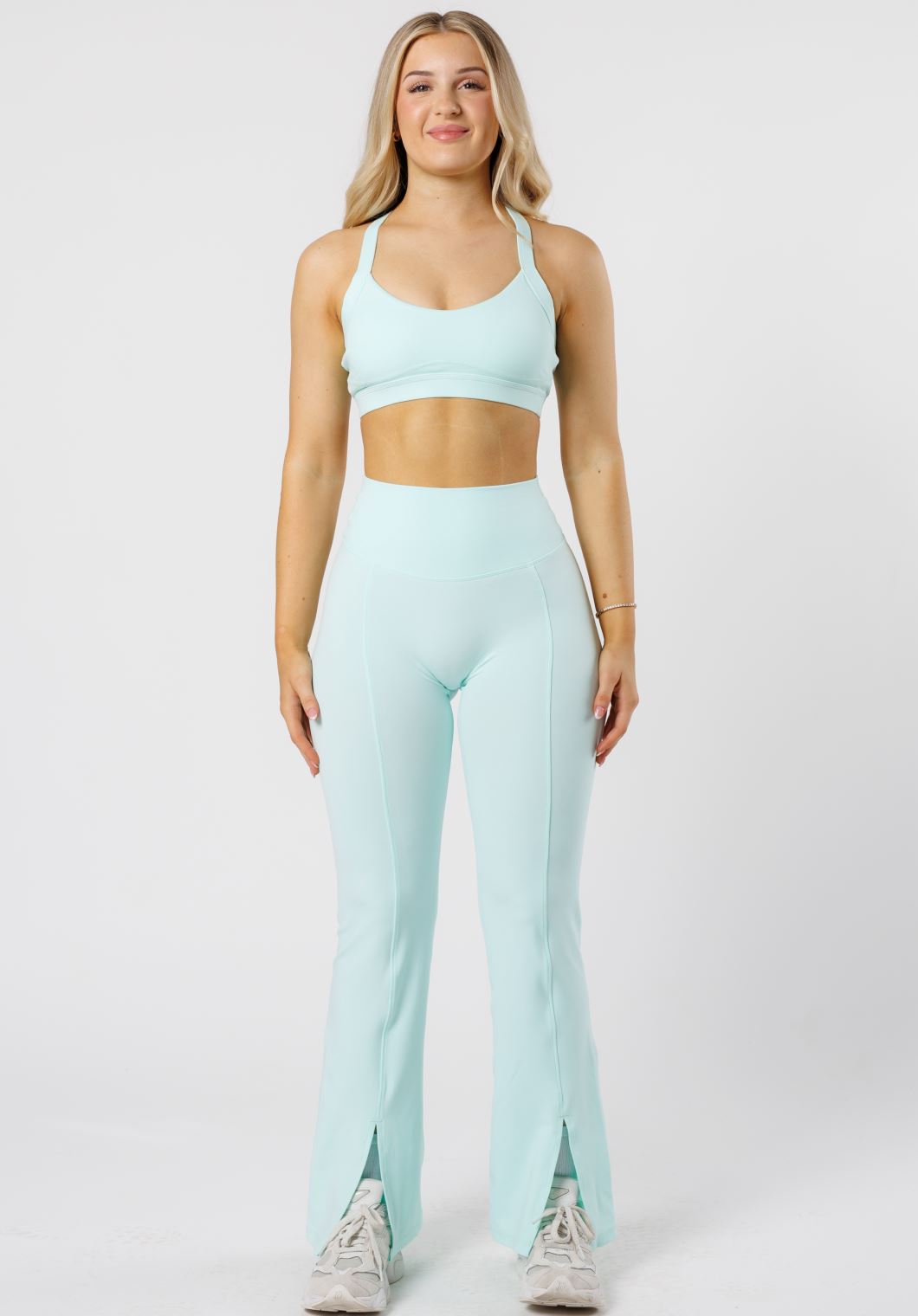 Reluna™ Front Slit Sculptseam® Flare Leggings 31" Pale Jade Leggings/Joggers Paragon Fitwear 