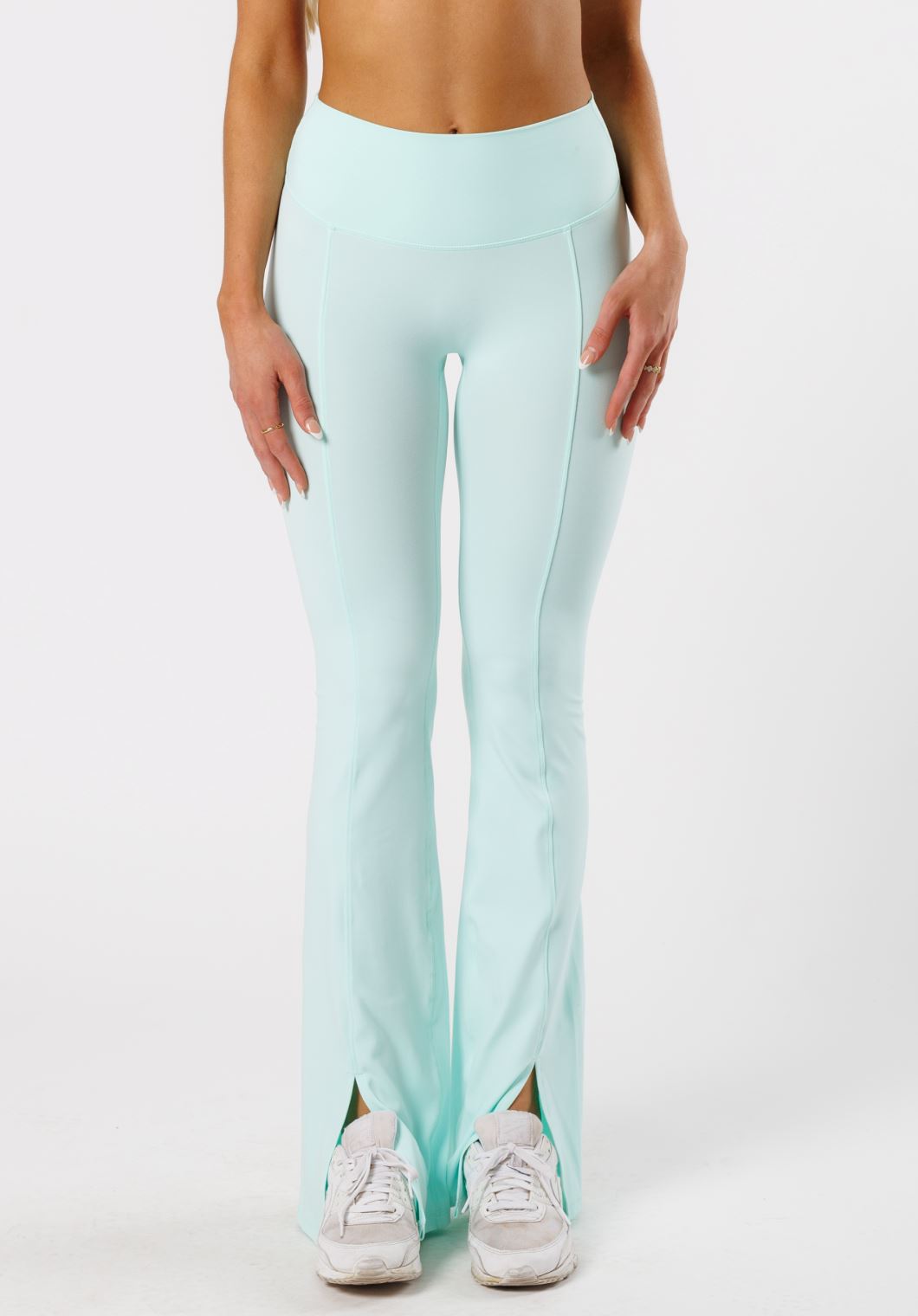 Reluna™ Front Slit Sculptseam® Flare Leggings 34" Pale Jade Leggings/Joggers Paragon Fitwear 