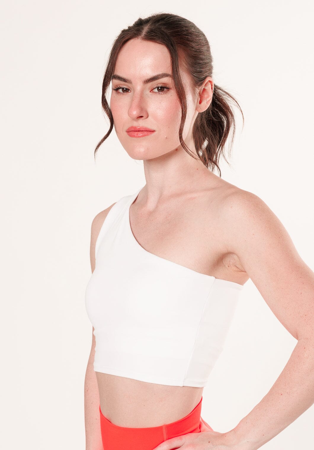 Reluna™ Single Shoulder Brami White Sports Bras Paragon Fitwear 